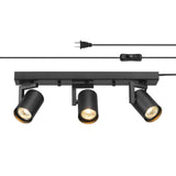 GLOBE Electric 64000164 17 3-Light Plug-in Track Lighting, Matte Black, 15 Foot Cord, in-Line On/Off Rocker Switch, Pivoting Tra