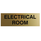 All Quality Basic Electrical Room Door/Wall Sign | Durable Construction | Building Safety Brushed Gold Small (1 Pack)