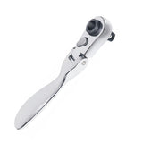 Knugoua 2-in-1 Flex-Head 1/4 Ratchet Wrench 72-Tooth Reversible, Mini Socket & Hex Bit Driver, Alloy Steel Mirror Chrome, Stubby
