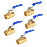 (Pack of 5) EFIELD 1/2-inch 600 WOG FNPT Heavy Duty Full Port Brass Ball Valve FIP Threaded, Blue Level. LF Brass (5)