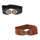 Style Shoes Women Cotton Waist Belts | Elastic Stretchy Wide Belts For Dress, Coat, Jumpsuit | Combo Pack Of 2 (Brown And Black)