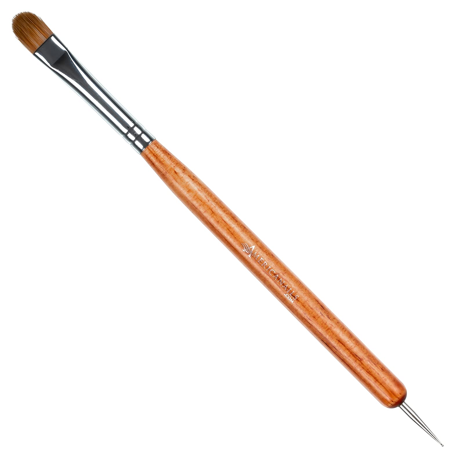 Americanails French Manicure Brush - Nail Clean Up Brush - Two Way Sable Nail Art Brush with Dotting Tool - Hardwood Handle - Pr