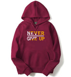 Adro Never Give Up Design Printed Hoodies/Sweatshirts For Men & Women (H20-M-Ngu-Mr_Maroon_2Xl)
