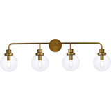 Living District Hanson 4-Light Metal Bath Sconce In Brass And Clear