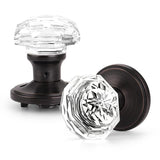 Orger Door Knob (2 Pack) - Crystal Style, Oil Rubbed Bronze Finish, Passage Function, Zinc Alloy Base, Adjustable Latch for Inte