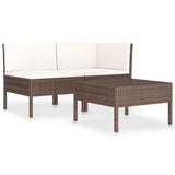 vidaXL 3Piece Outdoor Patio Lounge Set with Cushions WeatherResistant PE Rattan Furniture with Sofa and Tea Table Sturdy