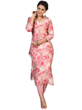 Anni Designer Women'S Rayon Blend Straight Printed Kurta With Pant (Nissu Pink_S_Pink_Small),Pink,S