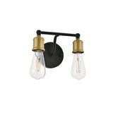 Living District Serif 2-Light Mid-Century Metal Wall Sconce In Brass And Black