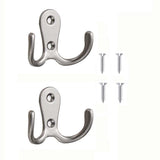 Lansonee 2 Pcs Double Prong Robe Hooks, Dual Coat Hooks Wall Mounted Hanging Clothes for Bathroom Bedroom Door Wall Retro Metal 
