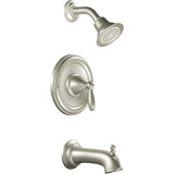 Moen Brantford Brushed Nickel Pressure Balancing Modern Bathtub and Shower Trim Kit with Shower Head, Shower Handle, and Tub Spo