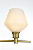 Living District Gene Industrial Mid-Century Modern 4 Light Entryway And Bathroom Wall Sconce In Brass And Frosted White Glass