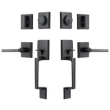 Natsukage Front Door Handle Set Heavy Duty Double Door Lock Set Matte Black Double Door Handle Set with Dummy, with Single Cylin