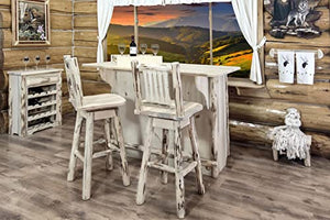 Montana Woodworks Collection Barstool With Back And Swivel, Ergonomic Wooden Seat, Ready To Finish