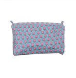 Block N Style Toiletry Travel Bag | MenS Shaving Kit & WomenS Makeup Pouch | 23.5 X 11.5 X 17.5 Cm | Blue & Pink (Floral)