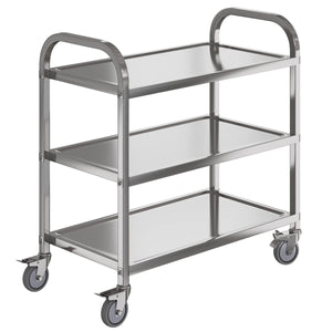 Amarite 3 Shelf Stainless Steel cart,400 lbs,1MM Thick,Serving cart with Wheels, Household, Service Trolley,360Rotation Storage 