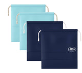 Lify Storage NonWoven Breathable Perspective Window Storage Dust Drawstring Pouch (Aqua Blue 2 Pieces And Navy Blue 2 Piece) 