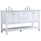 Elegant Decor Metropolis 60 Double Sink Marble Top Bathroom Vanity In White