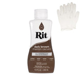 Rit Dye - Liquid Fabric Dye for Crafting, Clothing, and D cor - 8 oz. Bottle - Dark Brown (Gloves Included)