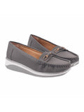 Shoetopia Upper Bow Detailed Grey Loafers For Women & Gilrs /Eu38,Grey,5,B0F9FMW6N8