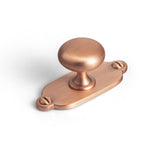 Goo-Ki Brushed Copper Zinc Alloy Cabinet Knob with Backplate - Single Hole Center Cabinet Pull Hardware for Bedroom, Kitchen, 6 