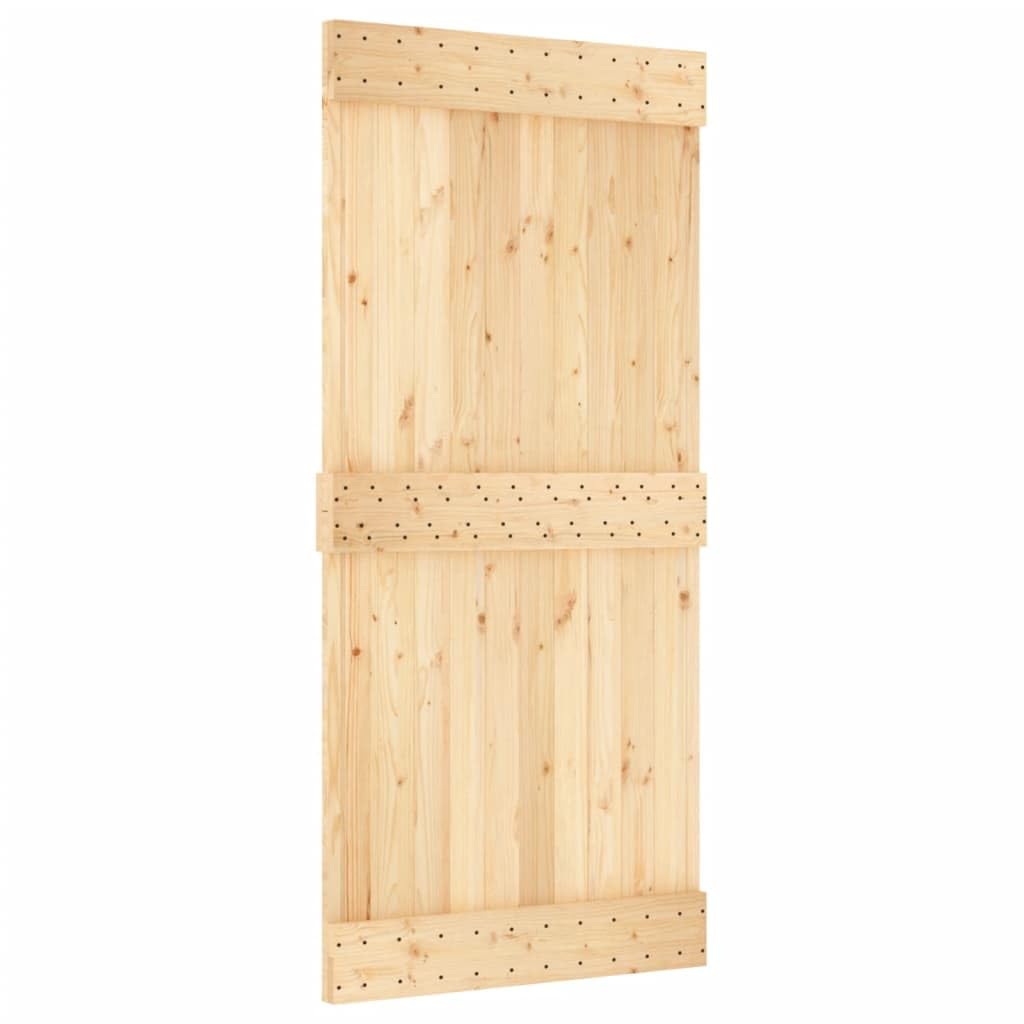 Vidaxl Narvik 37.4'X82.7' Solid Pine Wood Sliding Barn Door, Modern Rustic Interior Door For Bedroom Kitchen Closet Garage - Natural Brown, Space-Saving & Easy Install (Without Hardware Kits)