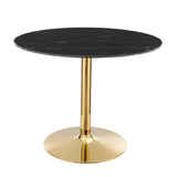 Modway Verne Round Artificial Marble 40 Dining Table in Gold Black