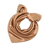 Quecy Women Solid Satin Scarf | Square Scarf For Women | Camel Brown 60 * 60Cm
