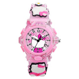 Papio Children Pink Color Analog 7 Color Led Light Silicone Strap Cute Cartoon Character Kids Watch For Girls And Boys (Kd-138)