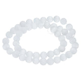 HARFINGTON 48pcs Frosted White Cat's Eye Stone Beads 8mm Round Smooth Gemstone Crystal Loose Bead for Jewelry Making Bracelets N