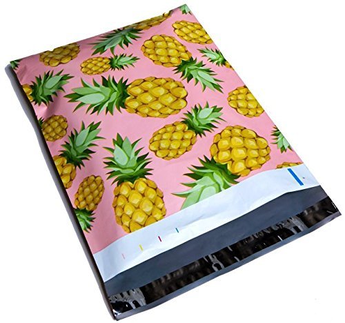 10x13 Cute Pink Pineapple Designer Printed Poly Mailers Shipping Envelopes Self Sealing Boutique Custom Bags (30 Pcs)