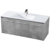 Elegant Decor Rasina 48 Single Porcelain Top Floating Bathroom Vanity In Gray