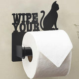 Wigag Cat Toilet Paper Holder Wall Mounted, Bathroom Decorative Metal Toilet Paper Mega Roll Holder, Rustproof Matte Black Toile