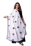 Ebadat Women Cotton Embroidery Dupatta White | Soft Lightweight Stole | Ethnic Scarf For Festival And Wedding | Elegant Thread W