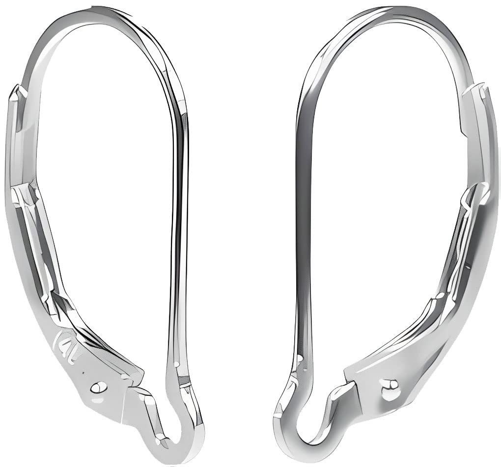 14K White Gold Interchangeable Leverback Earrings 16mm