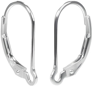 14K White Gold Interchangeable Leverback Earrings 16mm