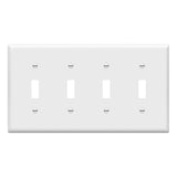 ENERLITES Quad Light Switch Wall Plate, Standard Size 4Gang 4.50 x 8.19, Unbreakable Polycarbonate Thermoplastic, 8814W, Whi