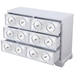 Elegant Decor Modern 6 Drawer 48 Dresser In Hand Painted White