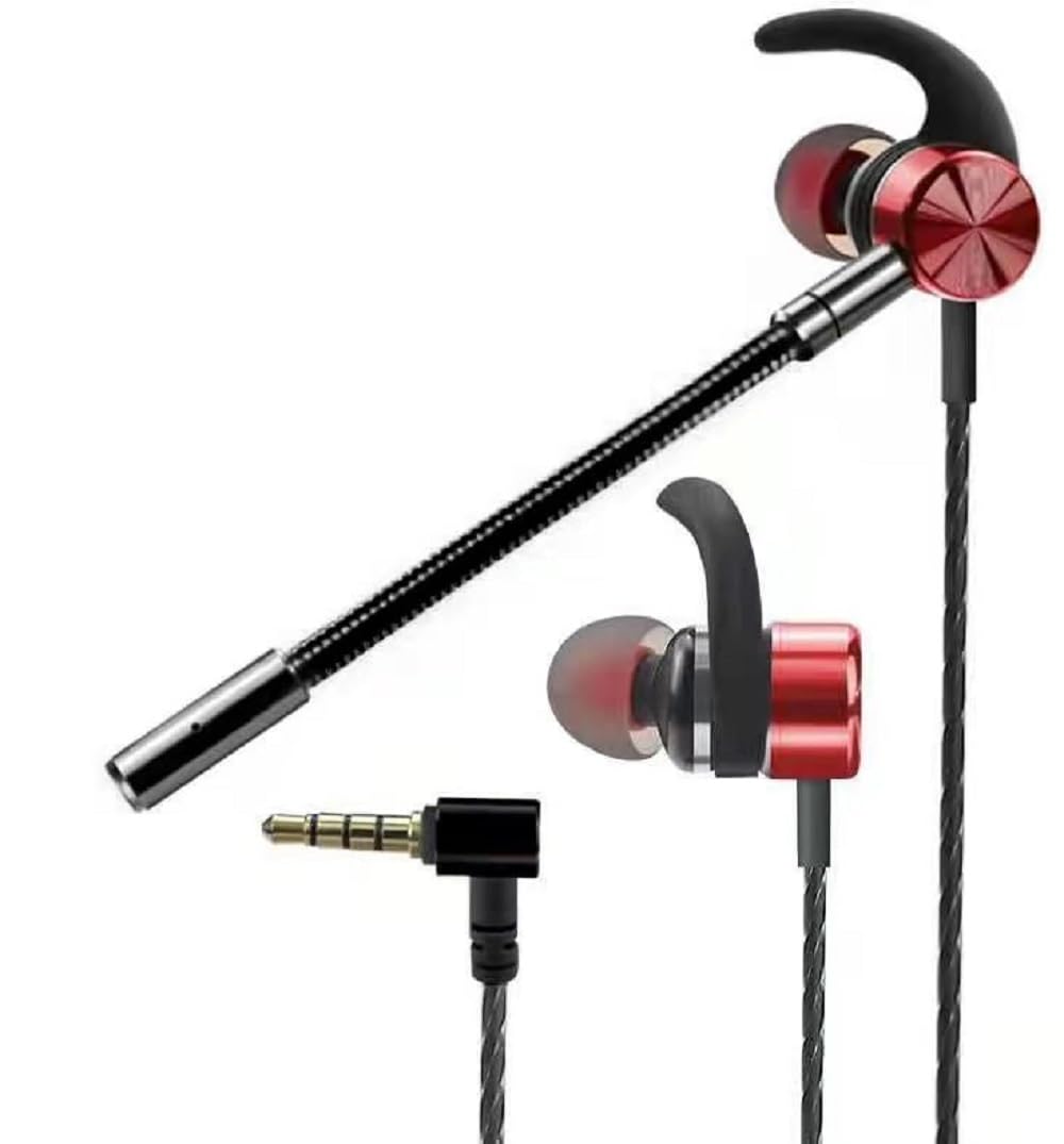 Gaming Earbuds with Mic,Earphones Wired Stereo Bass with Detachable Dual Microphone Noise Cancelling E-Sports HiFi 3.5mm in-Ear 