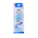Levin 6pcs Paint Brushes Set Nylon Hair with Plastic Handle for Acrylic Oil Watercolor Gouache (Flat)