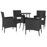 Vidaxl 5-Piece Black Poly Rattan Patio Bistro Set With Cushions – Modern Outdoor Furniture For Garden, Patio, Deck And Lounge Areas