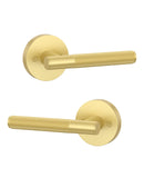 Asidrama 4 Pack Brushed Gold Dummy Door Handles, Non-Turning Decorative Door Lever with Door Knobs for Closet, French Double Doo