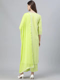 Anni Designer Women'S Cotton Blend Straight Kurta With Palazzo & Dupatta (Rust-Parrot_Xl_Light Green_X-Large),Light Green,XL,Cotton Blend,Straight,Dupatta, Palazzo