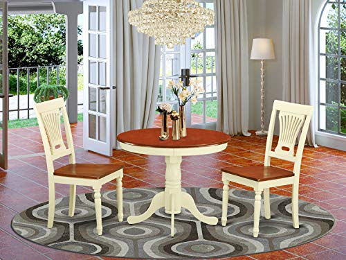 East West Furniture Modern Dining Table Set- 2 Amazing Dining Room Chairs - A Beautiful Wood Table- Wooden Seat- Cherry And Butt