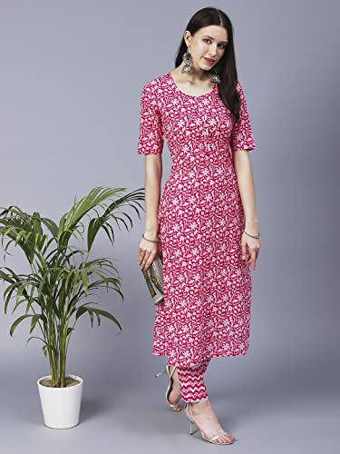 Anni Designer Women'S Cotton Blend Printed Straight Kurta With Pant Pack Of 2 (Combo-Azrak-Batakli_Multicolor_Large),Multicolour,L,Cotton Blend,ANNI DESIGNER Women's Cotton Blend Printed Straight Kurta with Pant Pack Of 2 (Combo-Azrak-Batakli),
