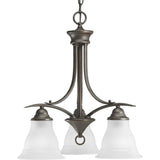 Trinity Collection 3-Light Etched Glass Traditional Chandelier Light Antique Bronze