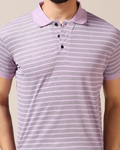 Toplot Men'S Regular Fit Half Sleeve Casual Polo T-Shirt (Lining-Polo-5166-Purple-L),Purple,,B0CXT7MLF1
