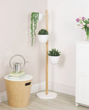 Umbra Woodrow, Modern Ottoman With Storage, Large Round Stool, Natural Wood/White