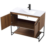Elegant Decor Gerard 40 Single Porcelain Top Bathroom Vanity In Walnut Brown