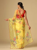 Satrani Womens Knit Organza Saree (2648S5162N_Yellow)