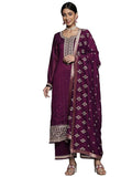 Libas Women'S Silk Blend Kurta Set (33416Oh_Purple_Xs)